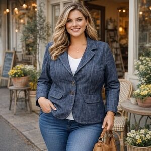 Isabella Suits Lightweight Denim Blazer Size 18 Blue Clean Girl Casual Western